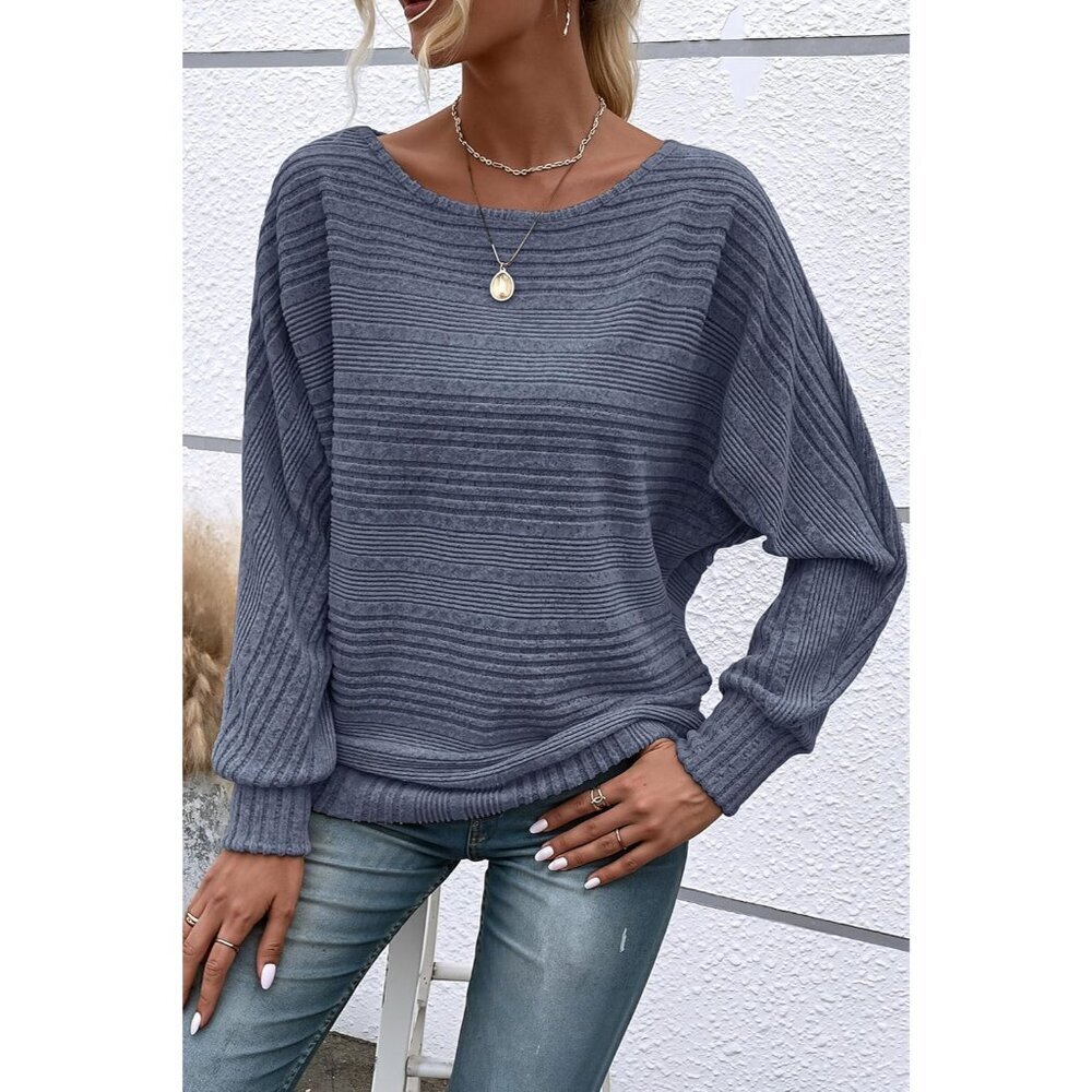 Womens Long Sleeve Polyester Elastaan Tunic Top Flattering Crew Neck Casual - Picture 2 of 6
